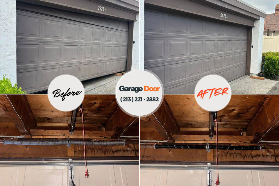 Before and after: garage door repair Lake Delton, WI